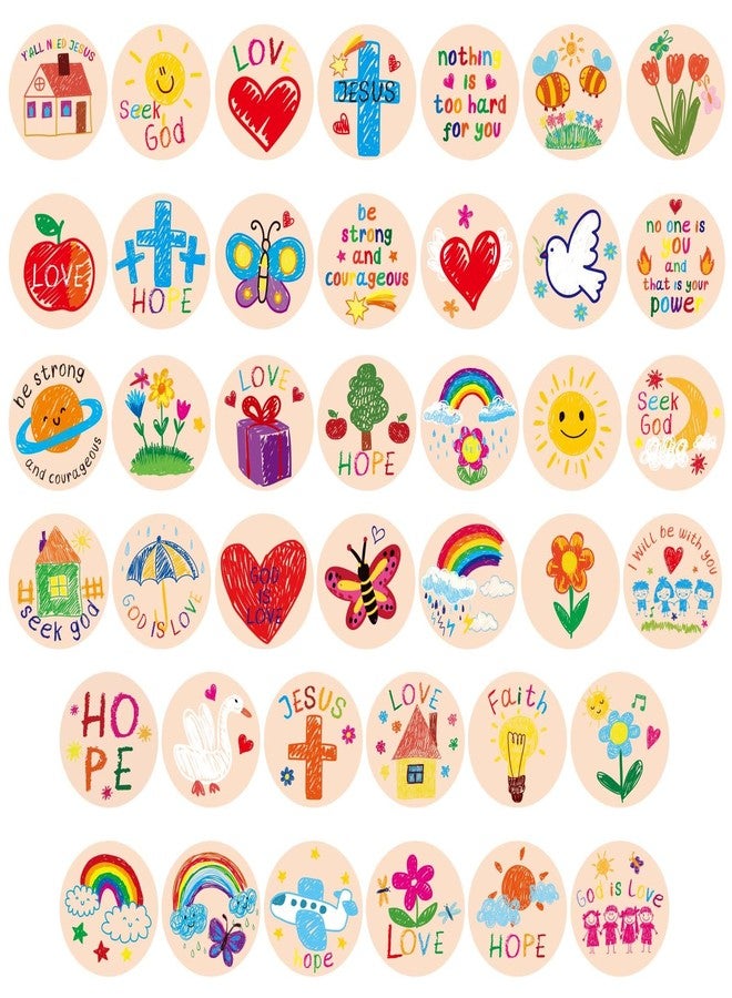 XIHIRCD 600 قطعة من ملصقات يسوع الدينية المسيحية المستديرة مقاس 1 بوصة للأطفال والكبار - ملصقات إيمانية ملهمة للفنون والحرف اليدوية وديكور عيد الفصح (نمط الرسم) - Image 1